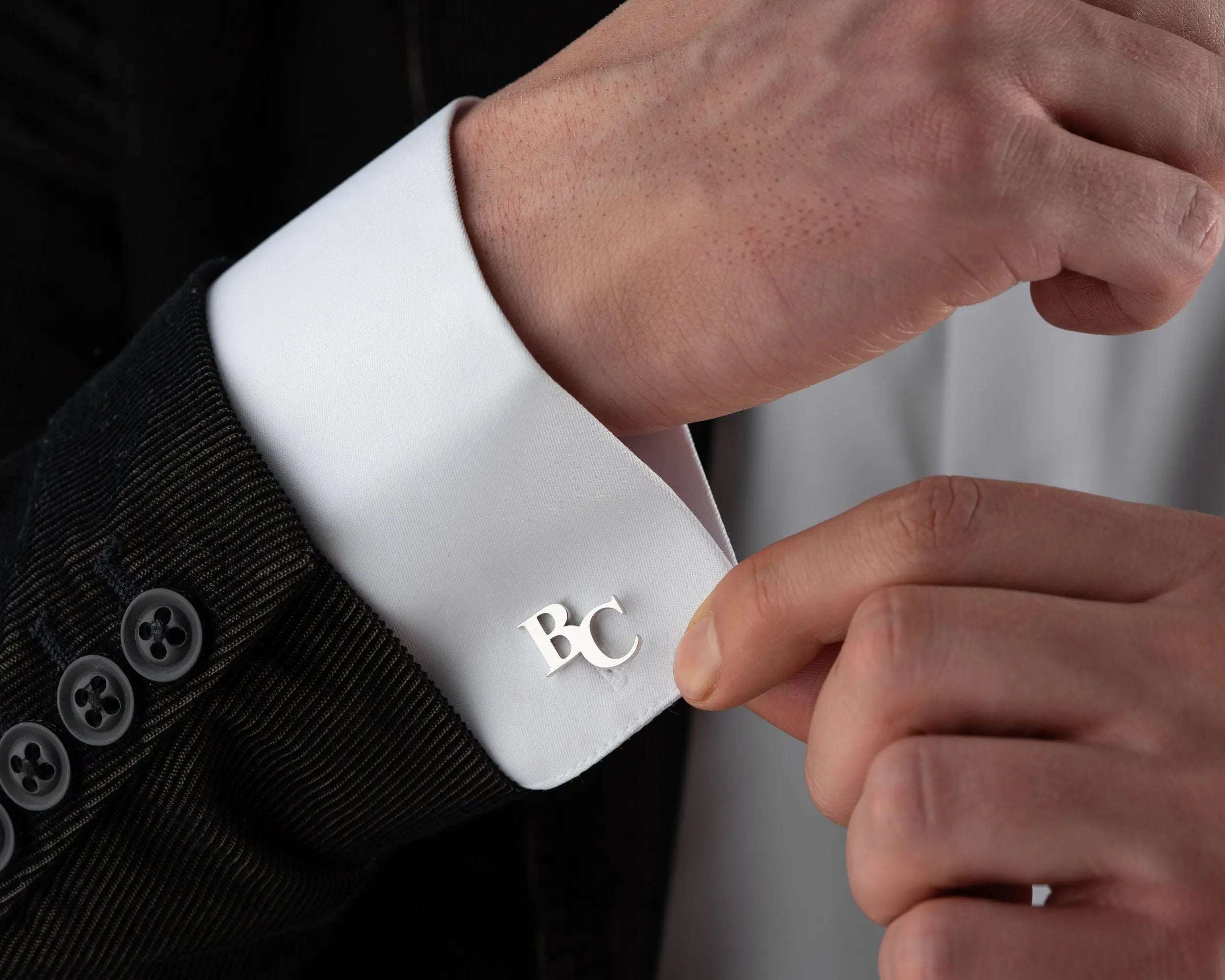 Personalized Sterling Silver Cufflinks, Groom Wedding Gift   Charmora Jewelry