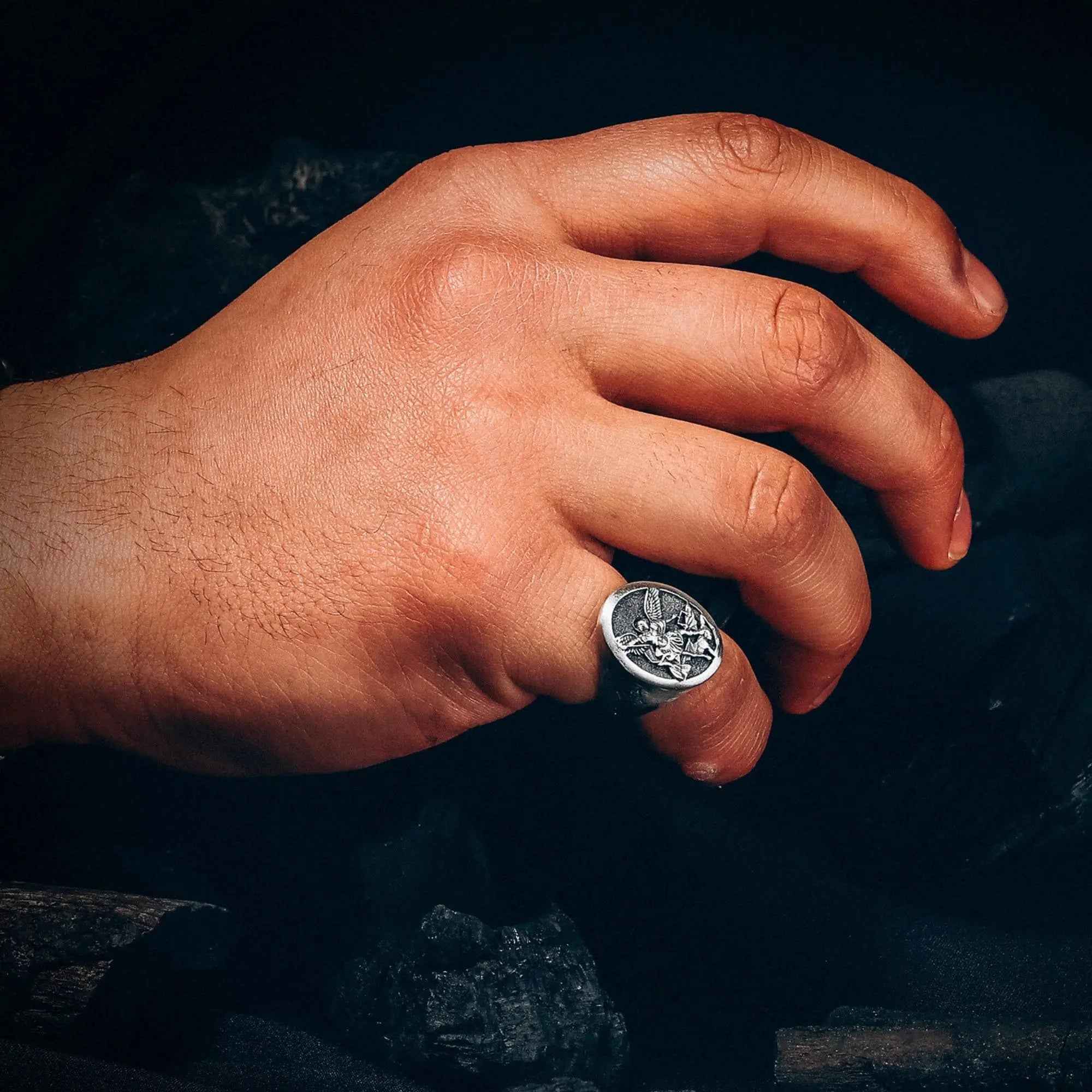 Sterling Silver Saint Michael Archangel Ring: Christian Protection Jewelry