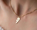 Engraved Broken Heart Necklace: Sterling Silver Couple Necklace
