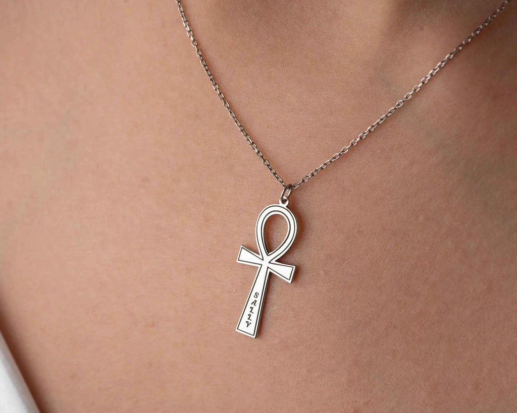 Custom Sterling Silver Ankh Necklace: Personalized Egyptian Jewelry