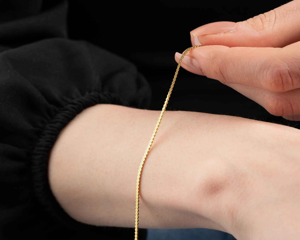 Dainty Sterling Silver Chain Bracelet: Rose Gold, Gold Finish