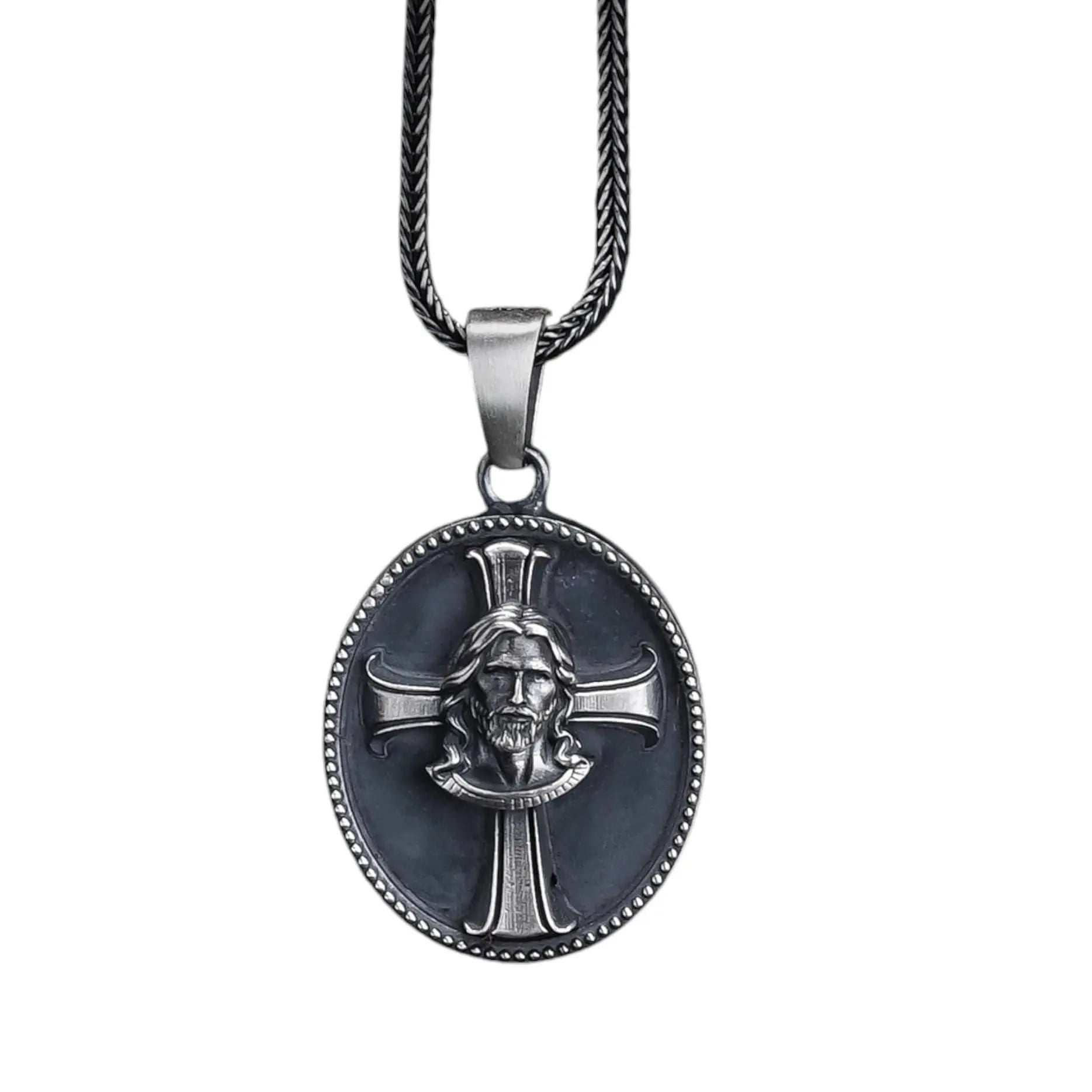 Collier en argent sterling avec pendentif religieux chrétien à l'effigie de Jésus-Christ