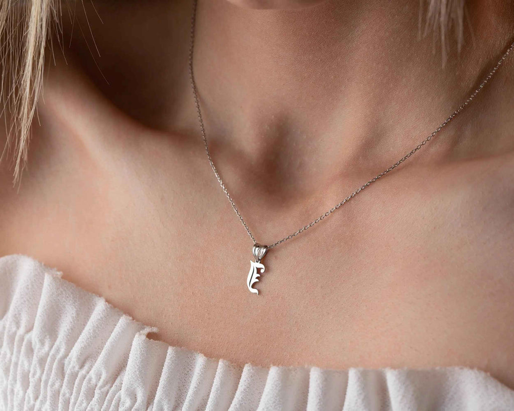 Sterling Silver Initial Necklace: Custom Letter Pendant