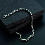 925 Sterling Silver Gemstone Chain Bracelet for Men,Minimal Gothic Men’s Jewelry Gift