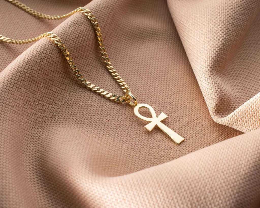 Gold Ankh Pendant: Sterling Silver Egyptian Cross Necklace