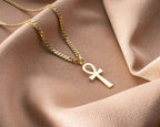 Gold Ankh Pendant: Sterling Silver Egyptian Cross Necklace