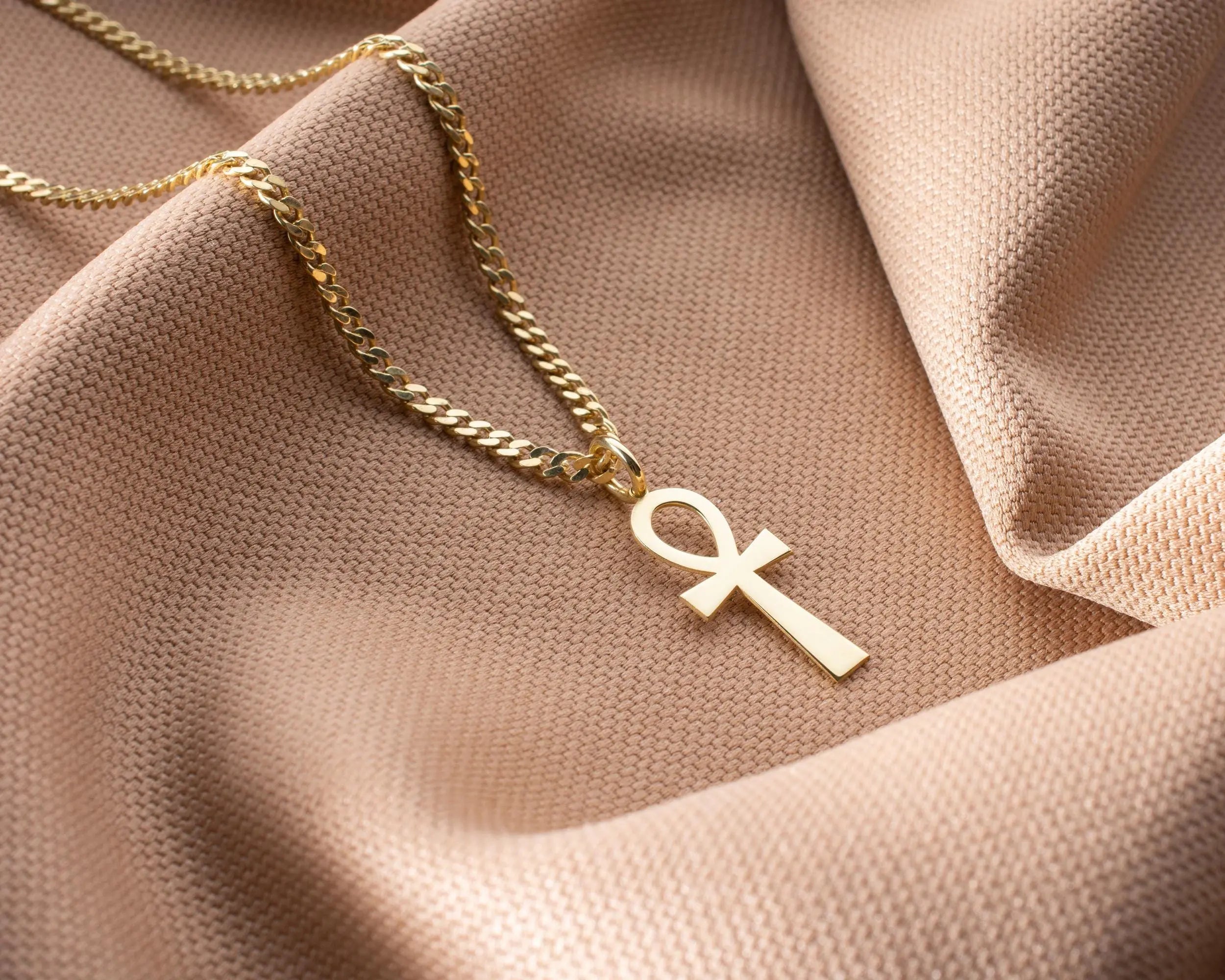 Pendentif Ankh en or : Collier croix égyptienne en argent sterling
