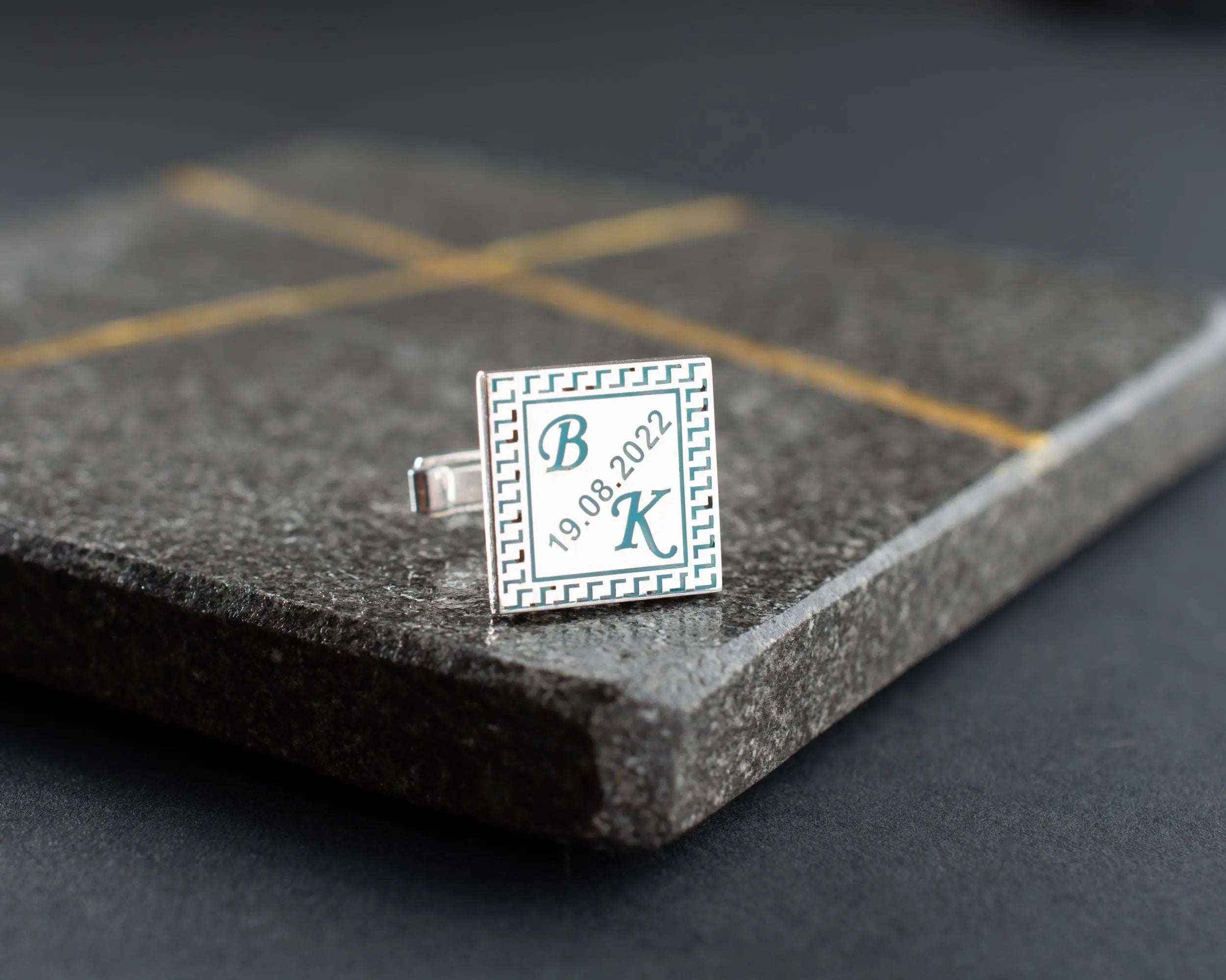 Handmade Sterling Silver Date & Initial Cufflinks: Personalized Groomsmen Gift