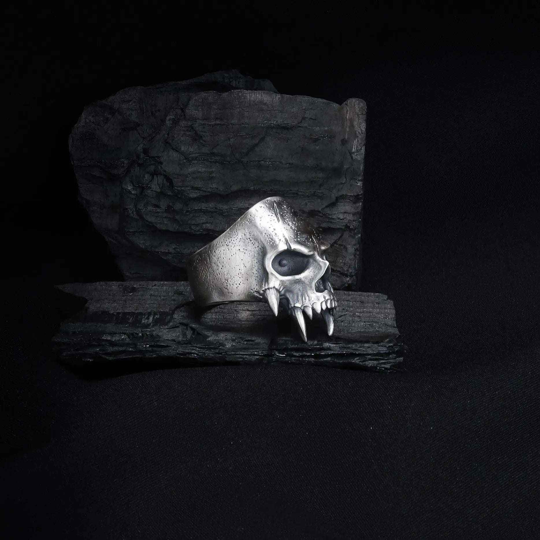 Oxidized Sterling Silver Skull Ring: Gothic Biker Jewelry