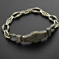 925 Sterling Silver Men’s Bracelet with Ornate Lock | Handmade Gothic Chain Bracelet