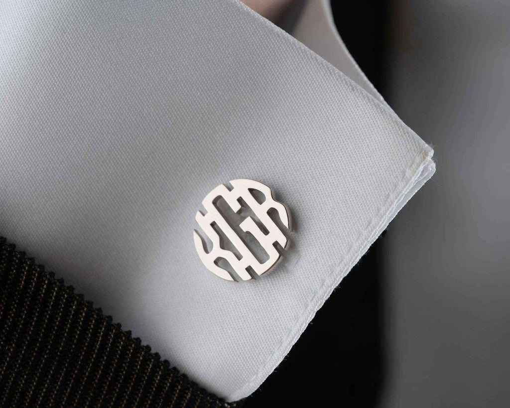 Monogrammed Sterling Silver Cufflinks, Personalized Initial Cuff Links
