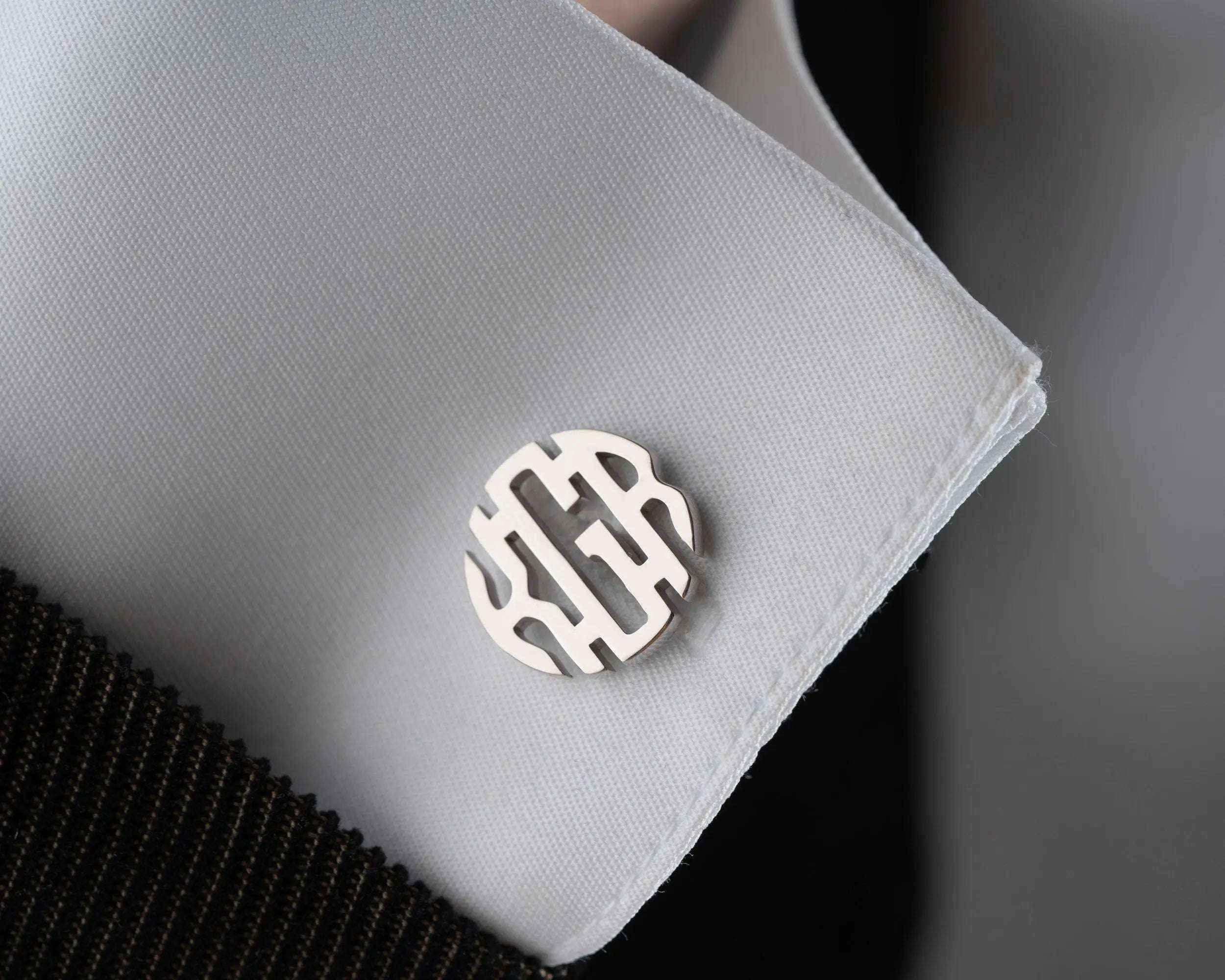 Monogrammed Sterling Silver Cufflinks, Personalized Initial Cuff Links
