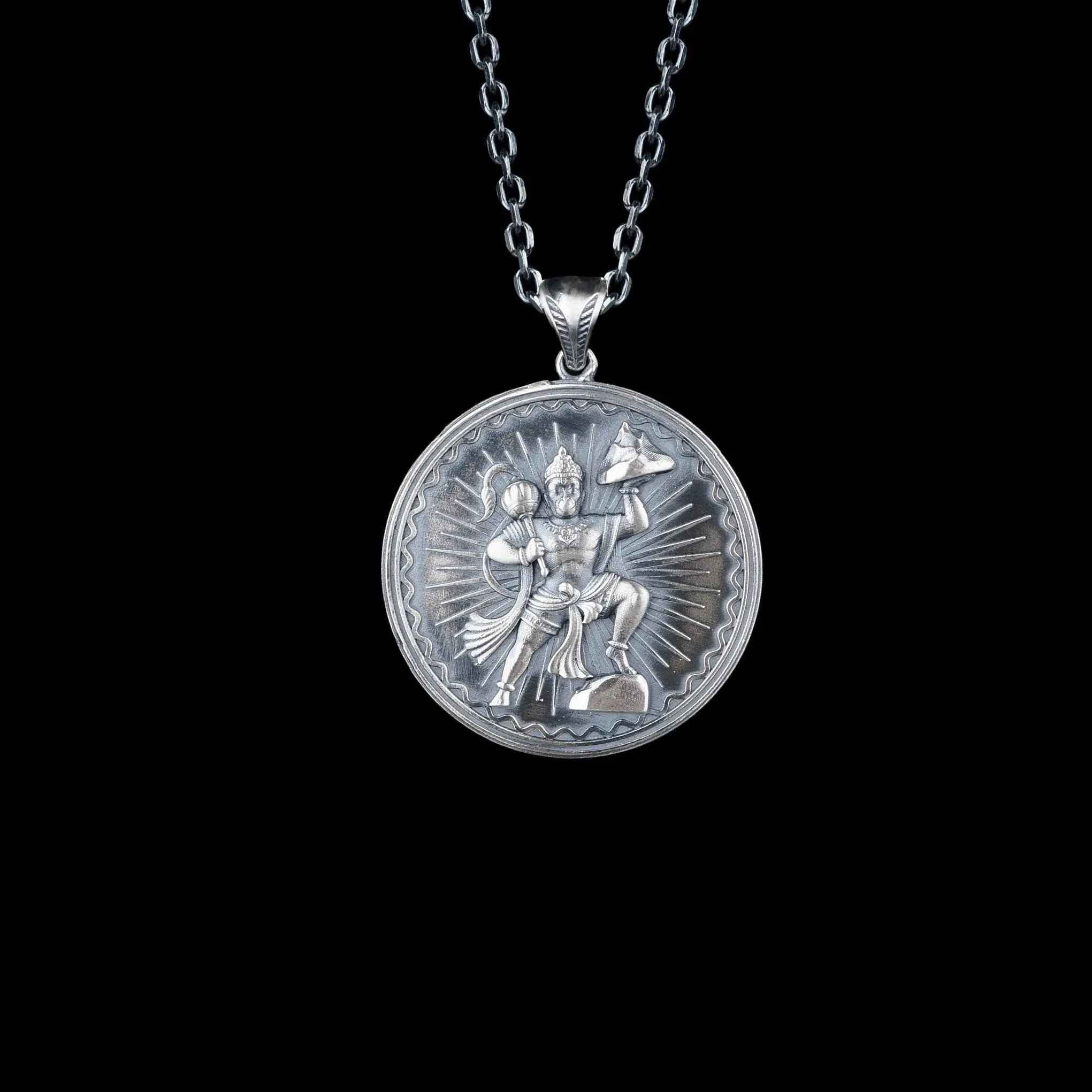 Lord Hanuman Pendant Necklace | 925 Sterling Silver Hindu Spiritual Jewelry