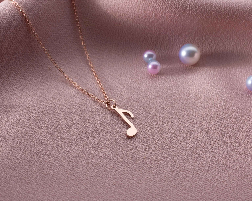 Sterling Silver Music Note Necklace: Musician Gift, 18 Inch Chain