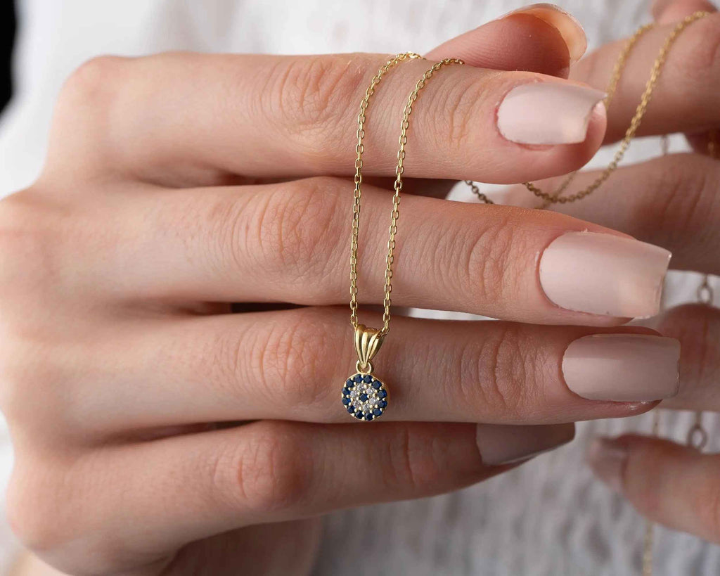 Sterling Silver Evil Eye Necklace: Protective Amulet Pendant