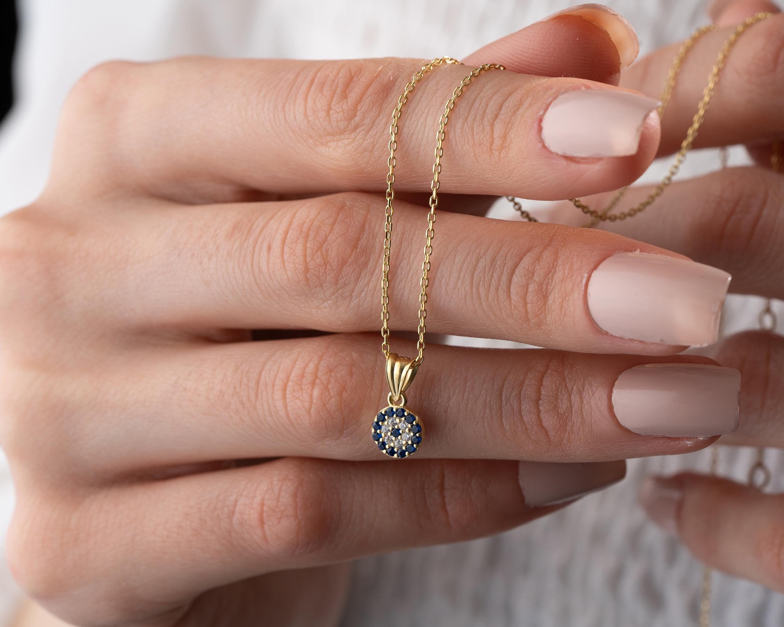 Collier mauvais œil en argent sterling : Pendentif amulette protectrice