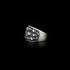 Sterling Silver Skull Ring: Memento Mori Biker Ring, Gothic Jewelry   Charmora Jewelry