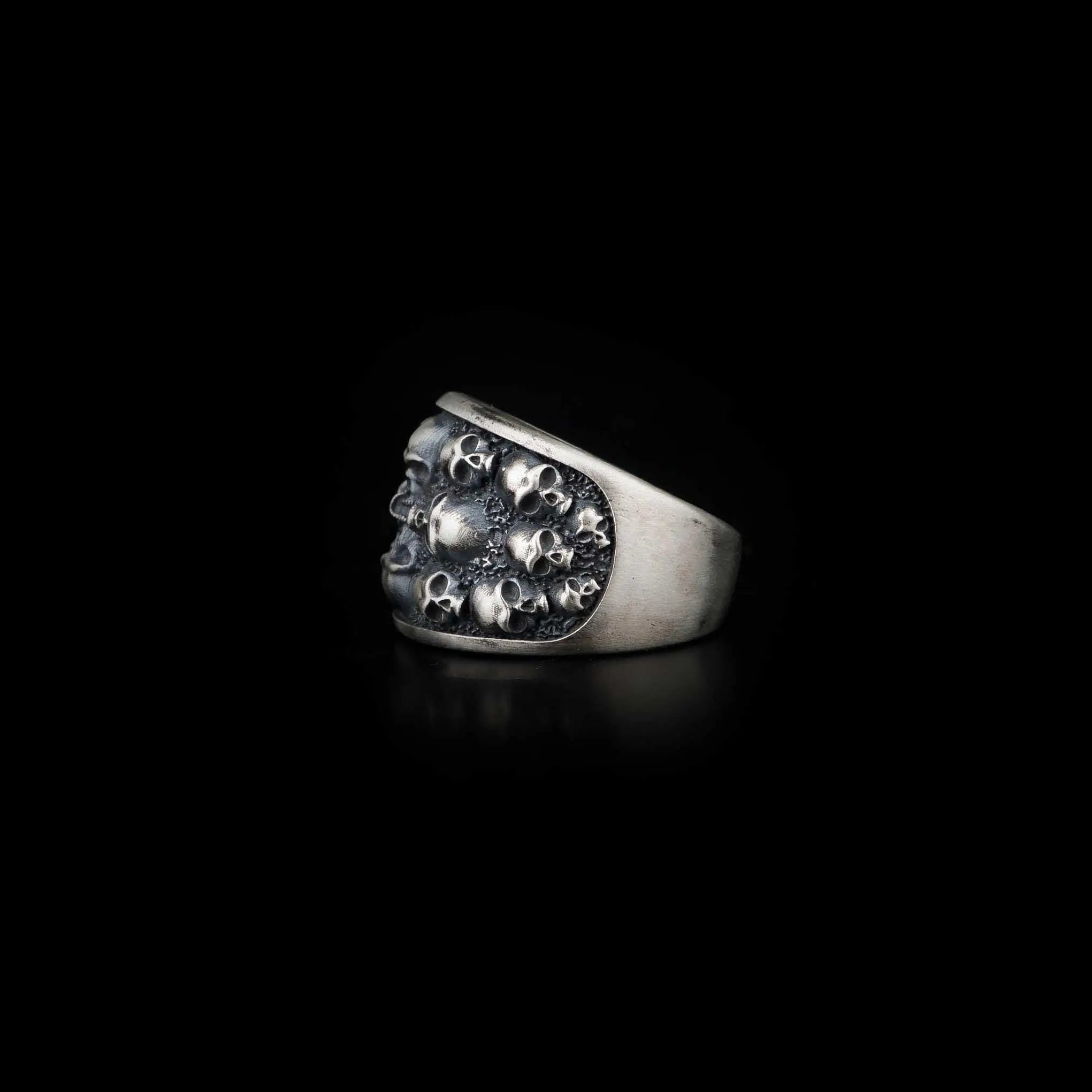 Sterling Silver Skull Ring: Memento Mori Biker Ring, Gothic Jewelry   Charmora Jewelry