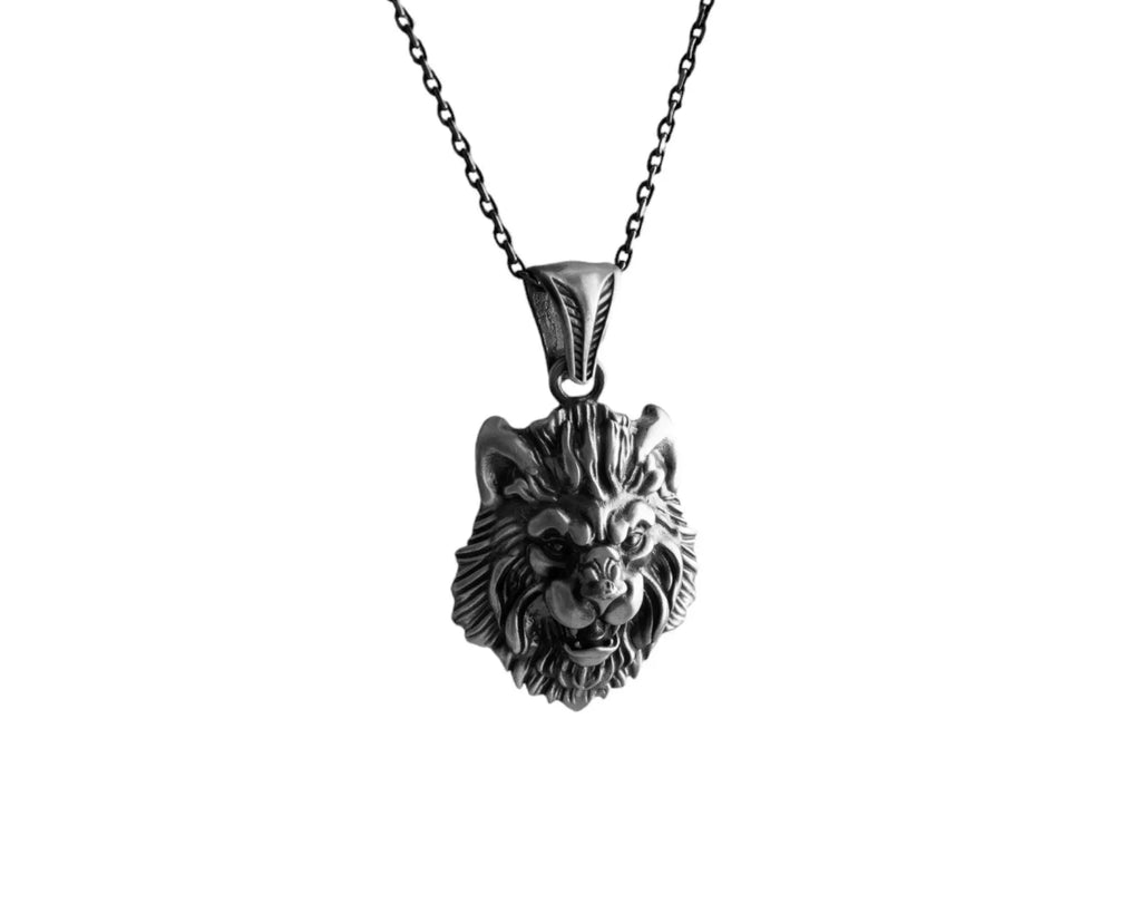 Sterling Silver Lion Head Necklace: Leo Zodiac Pendant, King of the Jungle   Charmora Jewelry