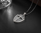 Sterling Silver Cross Necklace: Oxidized Christian Pendant   Charmora Jewelry
