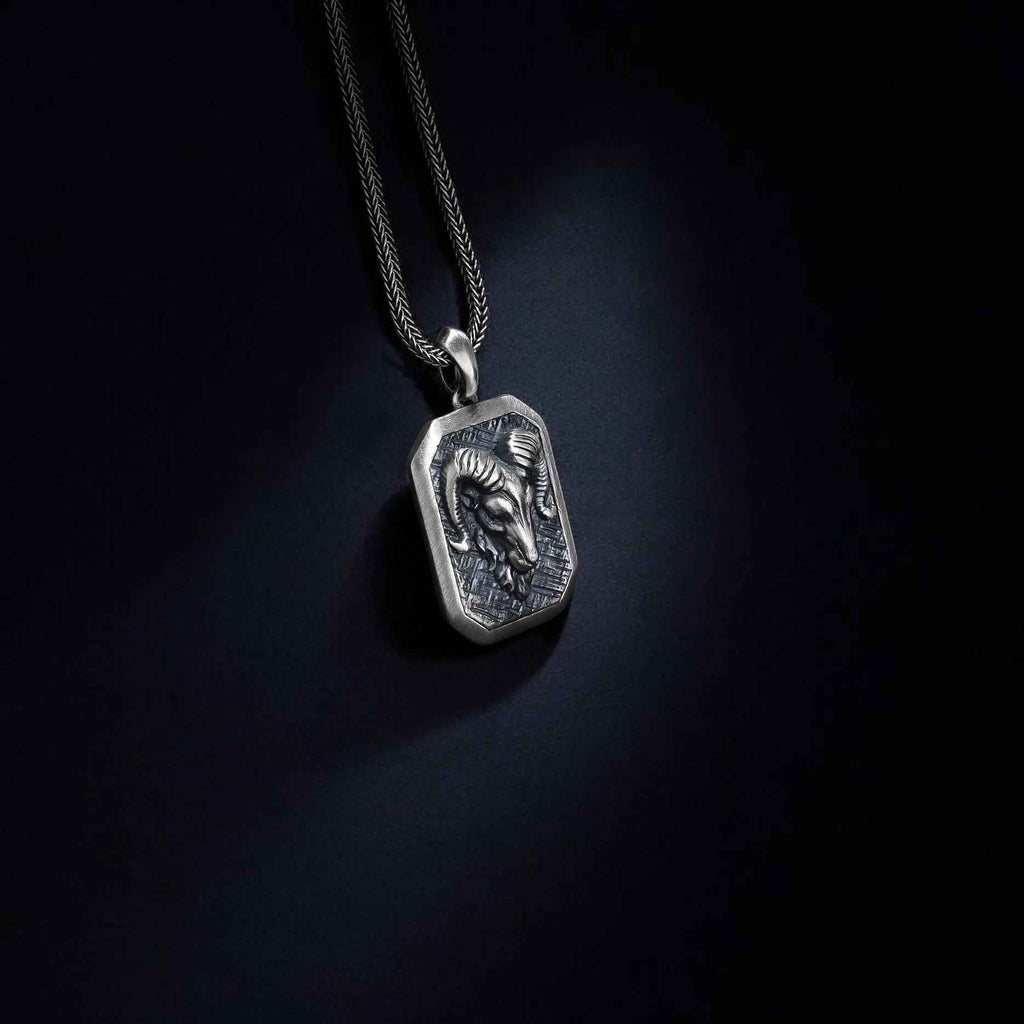 Sterling Silver Ram Necklace: Aries Zodiac Pendant, Birthday Gift