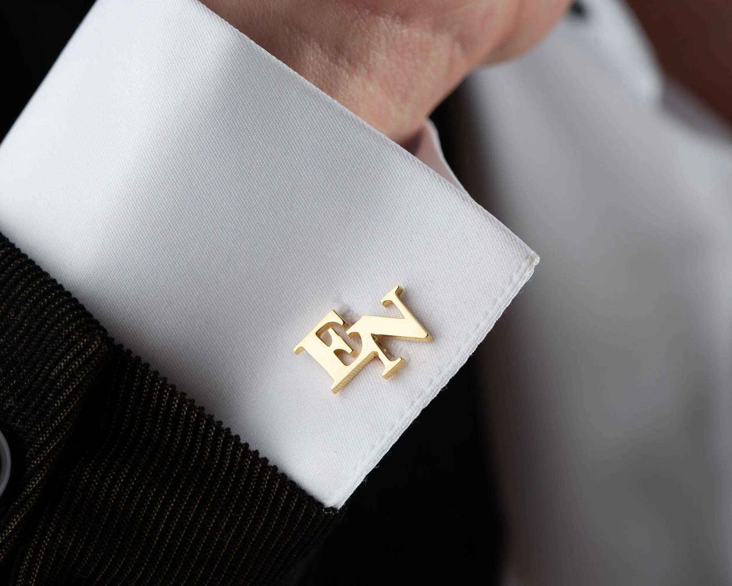 Sterling Silver Initial Cufflinks: Personalized Letter Groomsmen Gift