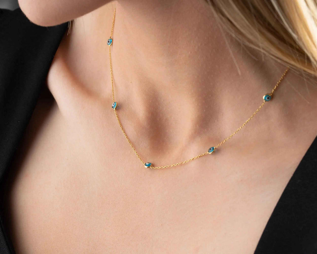 Dainty Sterling Silver Evil Eye Necklace: Gold Protection Jewelry