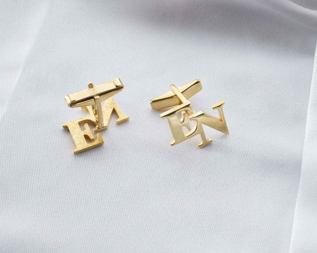 Sterling Silver Initial Cufflinks: Personalized Letter Groomsmen Gift