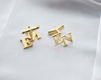 Sterling Silver Initial Cufflinks: Personalized Letter Groomsmen Gift