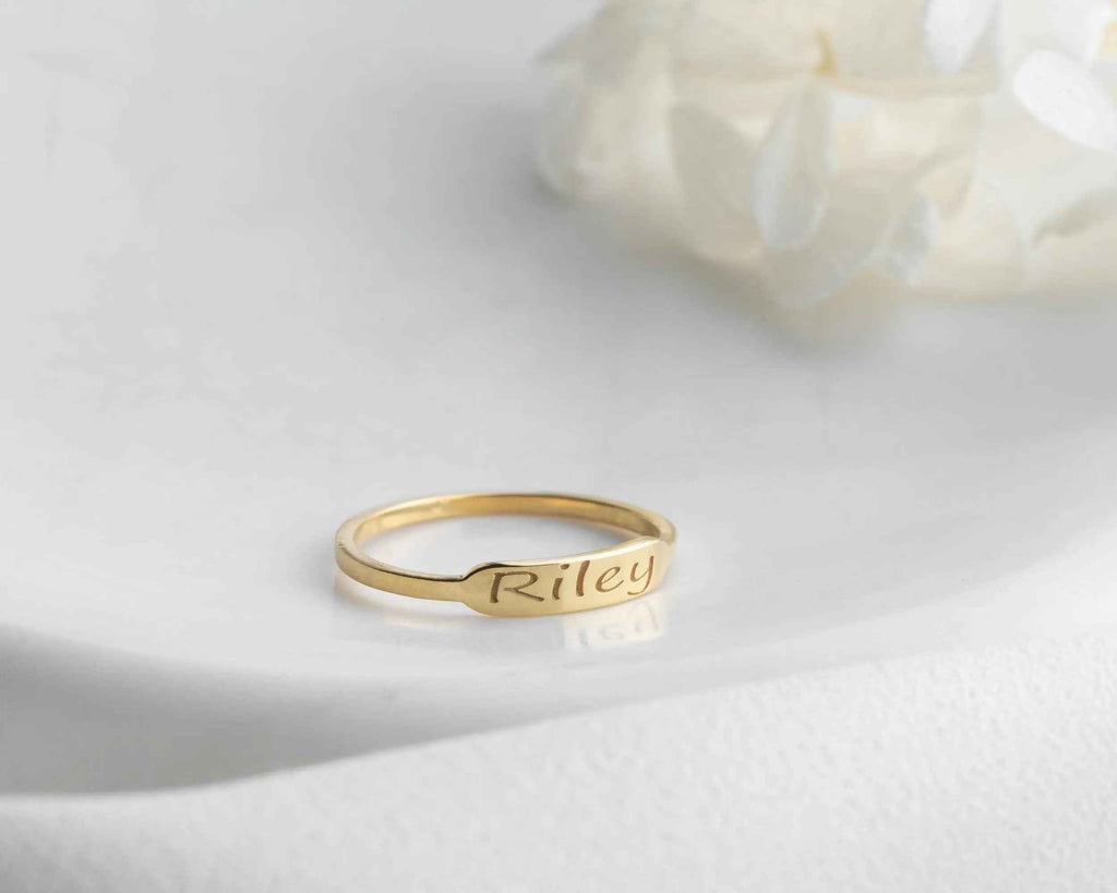 Sterling Silver Dainty Name Ring: Personalized Engraved Jewelry
