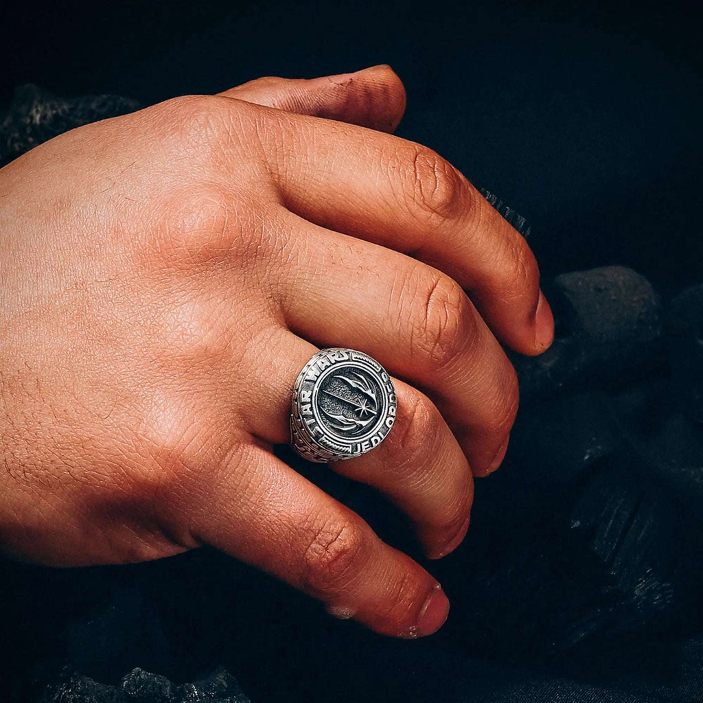 Sterling Silver Star Wars Ring: Jedi Order Symbol, Galactic Jewelry   Charmora Jewelry