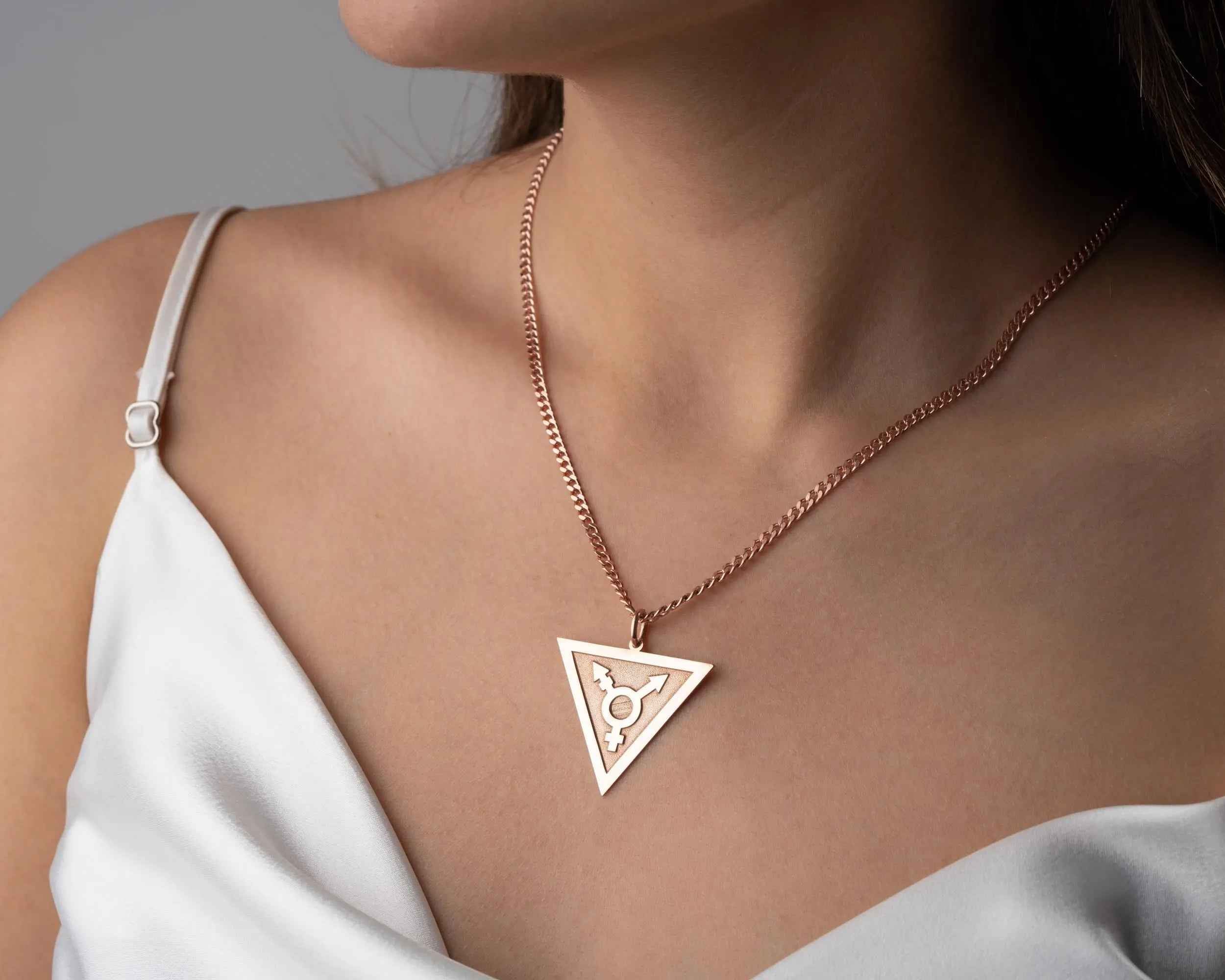 Sterling Silver Transgender Symbol Necklace: LGBT Pride Jewelry