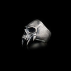 Oxidized Sterling Silver Skull Ring: Gothic Biker Jewelry   Charmora Jewelry