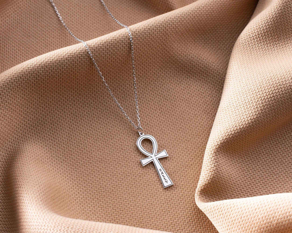 Custom Sterling Silver Ankh Necklace: Personalized Egyptian Jewelry