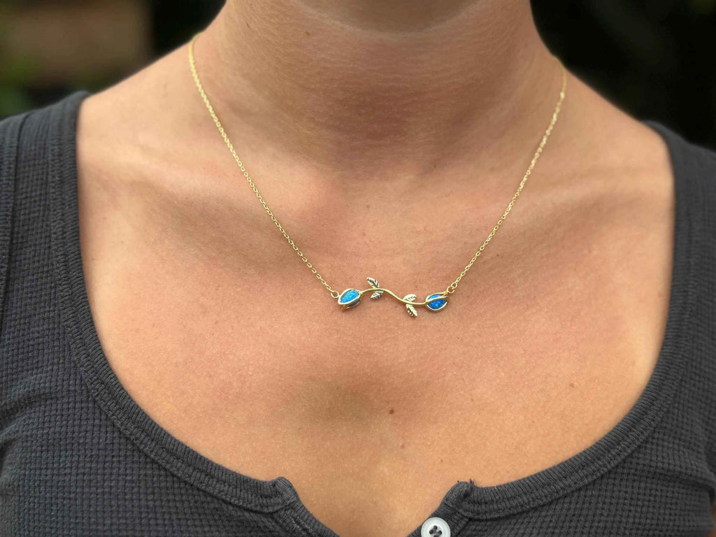 Opal Tulip Necklace: Sterling Silver Floral Pendant, Handmade Jewelry