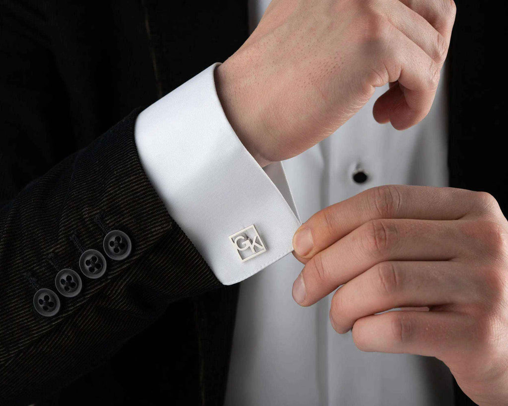 Sterling Silver Custom Initial Cufflinks, Personalized Wedding Gift