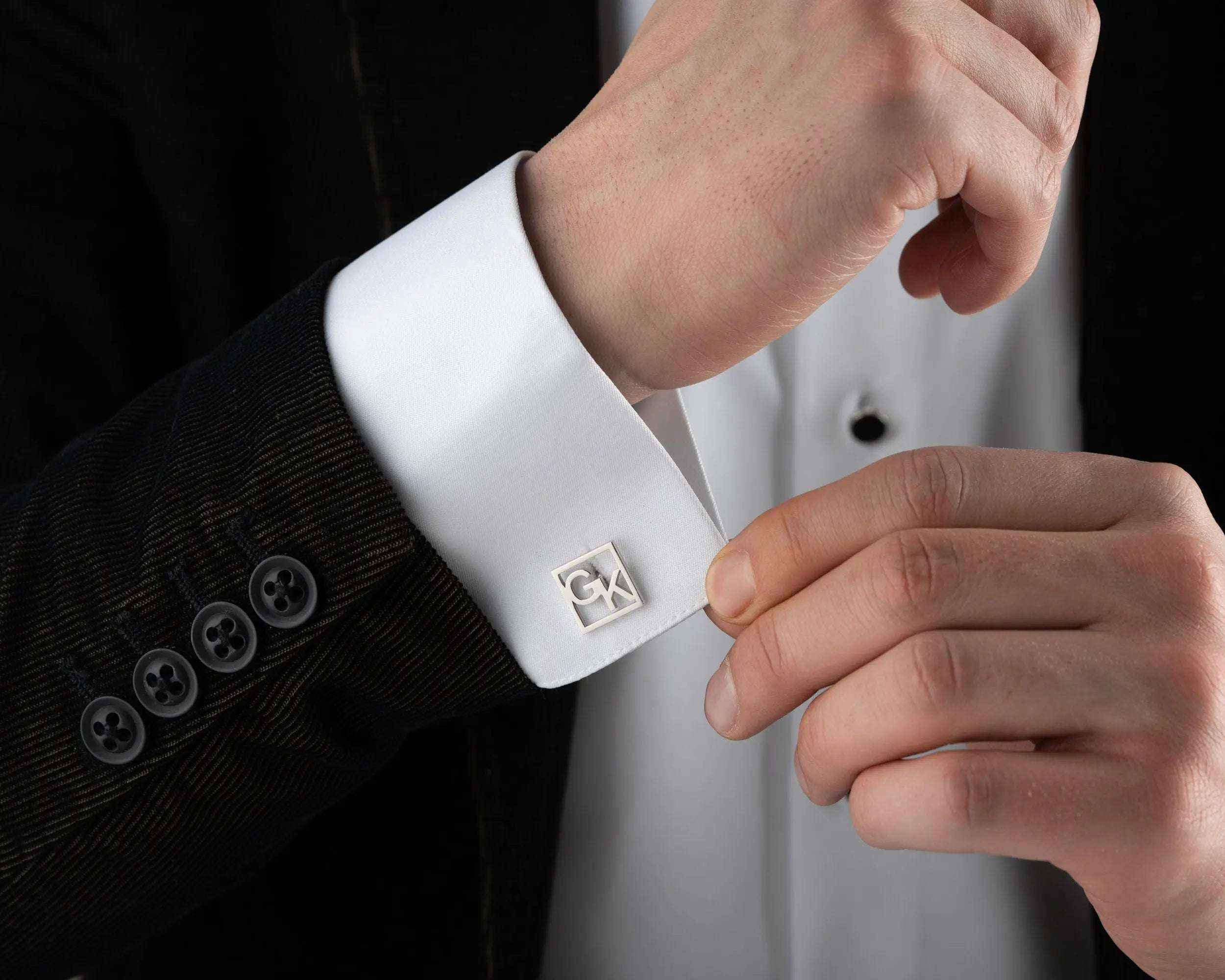 Sterling Silver Custom Initial Cufflinks, Personalized Wedding Gift