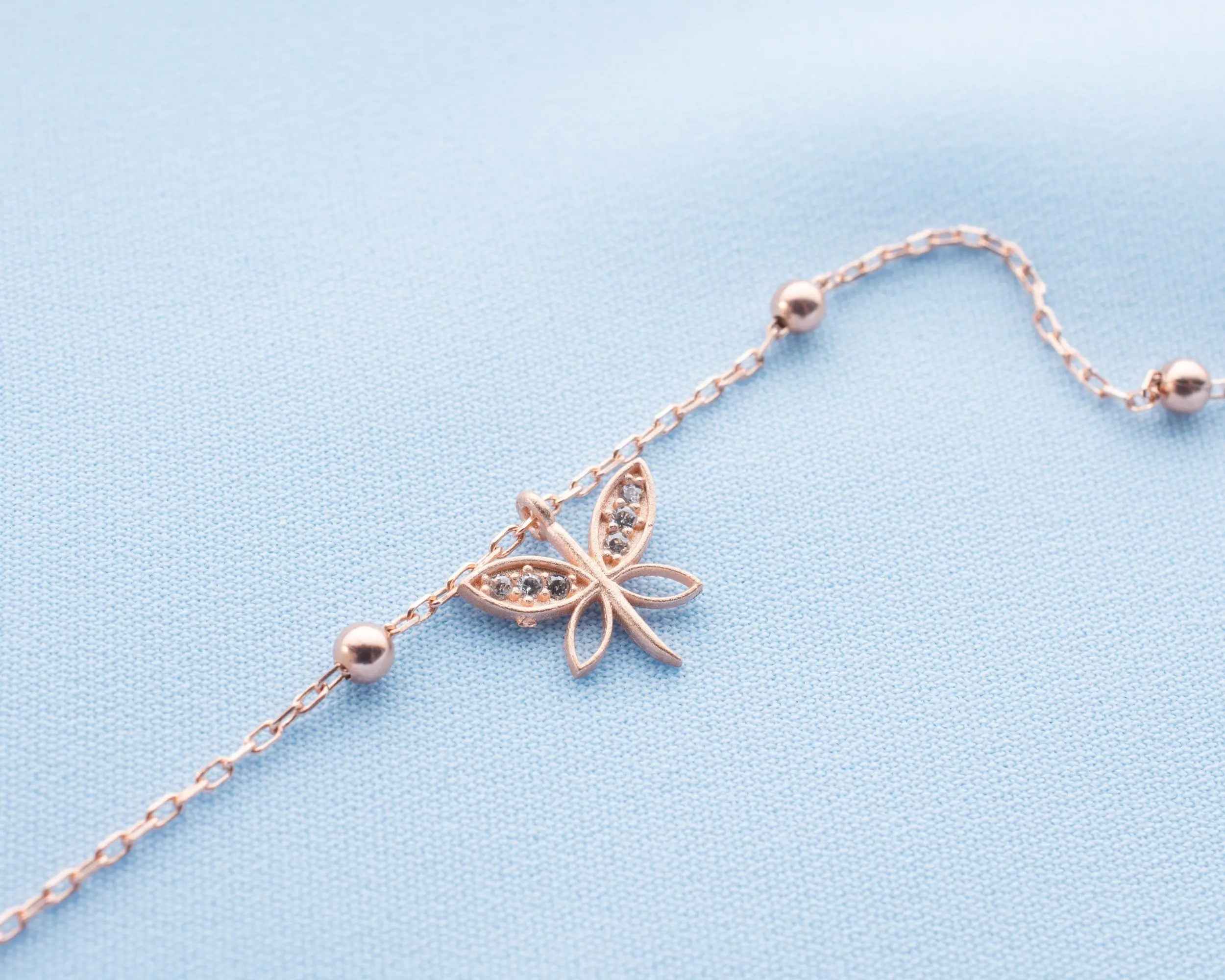 Sterling Silver Butterfly Anklet: Dainty Beach Jewelry