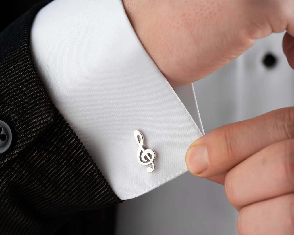 Sterling Silver Music Note Cufflinks: Musician Wedding Groomsmen Gift   Charmora Jewelry