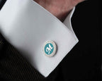 Sterling Silver Enamel Initial Cufflinks, Personalized Gift