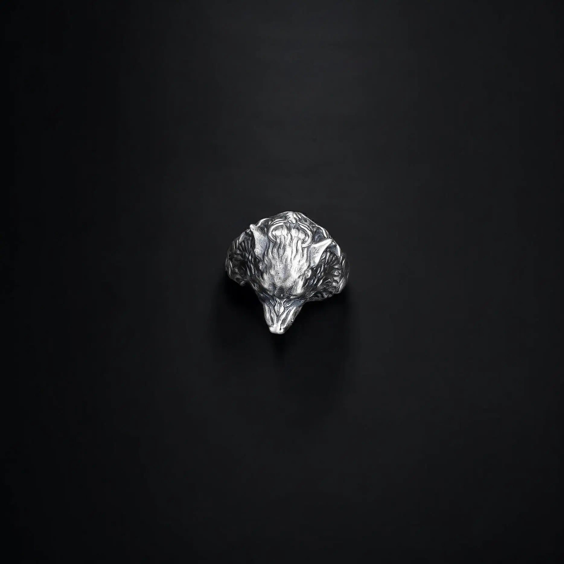 Sterling Silver Wolf Head Ring: Handcrafted Animal Jewelry   Charmora Jewelry