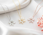 Opal Lotus Flower Necklace: Sterling Silver, Handmade Jewelry