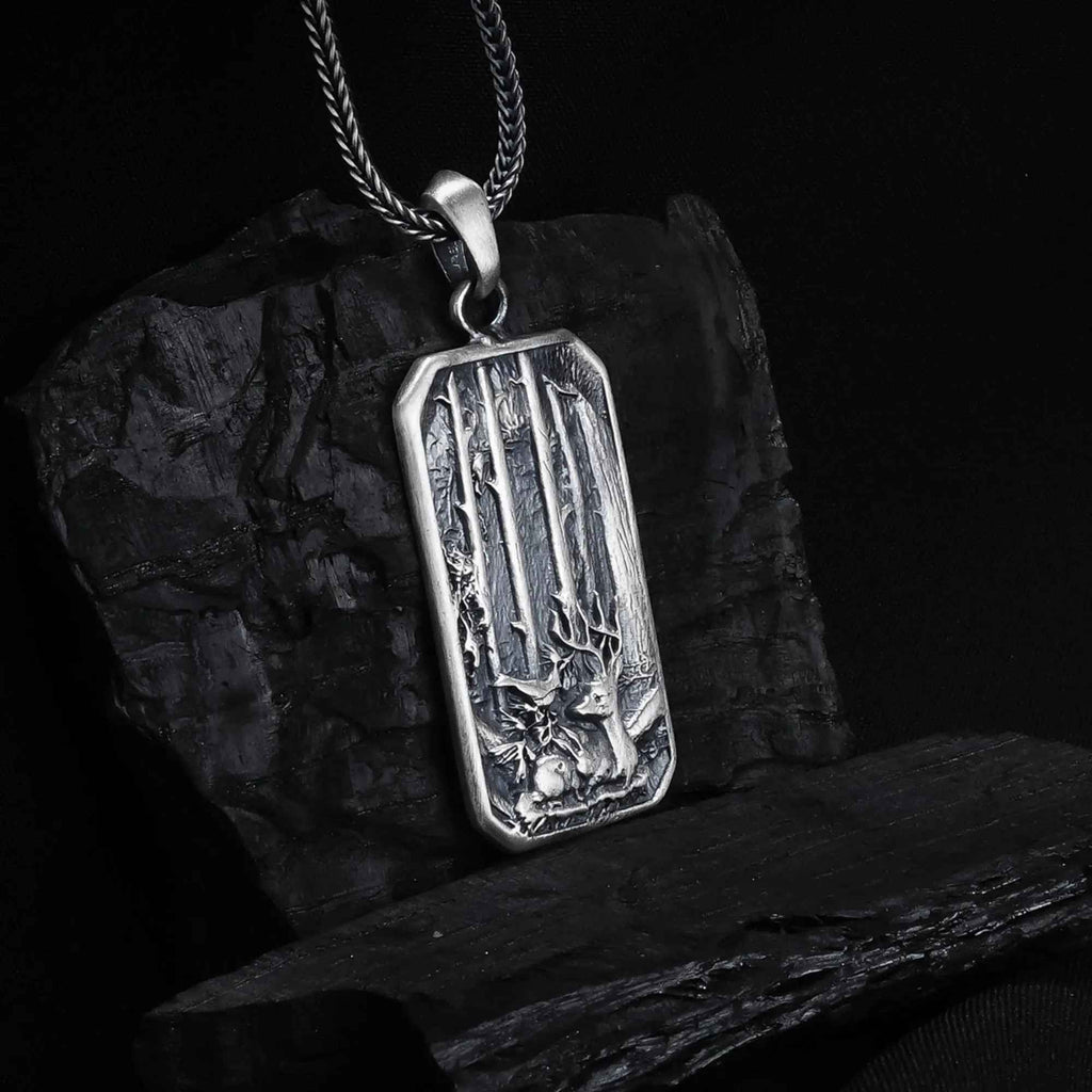 Sterling Silver Deer Necklace: Handmade Forest Stag Pendant