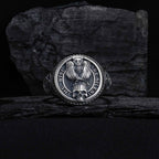 Oxidized Sterling Silver Owl Skull Ring: Gothic Biker Jewelry