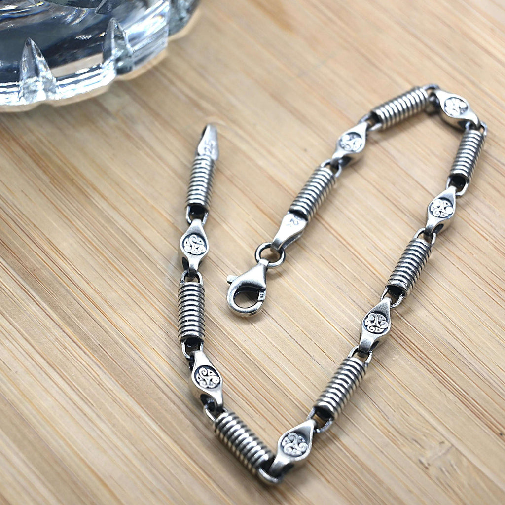 Oxidized Sterling Silver Bracelet for Men: Unique Design   Charmora Jewelry