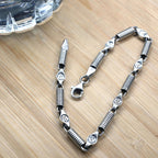 Oxidized Sterling Silver Bracelet for Men: Unique Design   Charmora Jewelry
