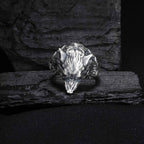 Sterling Silver Wolf Head Ring: Handcrafted Animal Jewelry