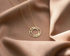 Gold Roman Numeral Necklace: Custom Birthdate Name Pendant