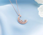 Sterling Silver Crescent Moon and Star Necklace: Celestial Jewelry