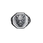 Sterling Silver Oni Mask Ring: Japanese Samurai Biker Jewelry   Charmora Jewelry